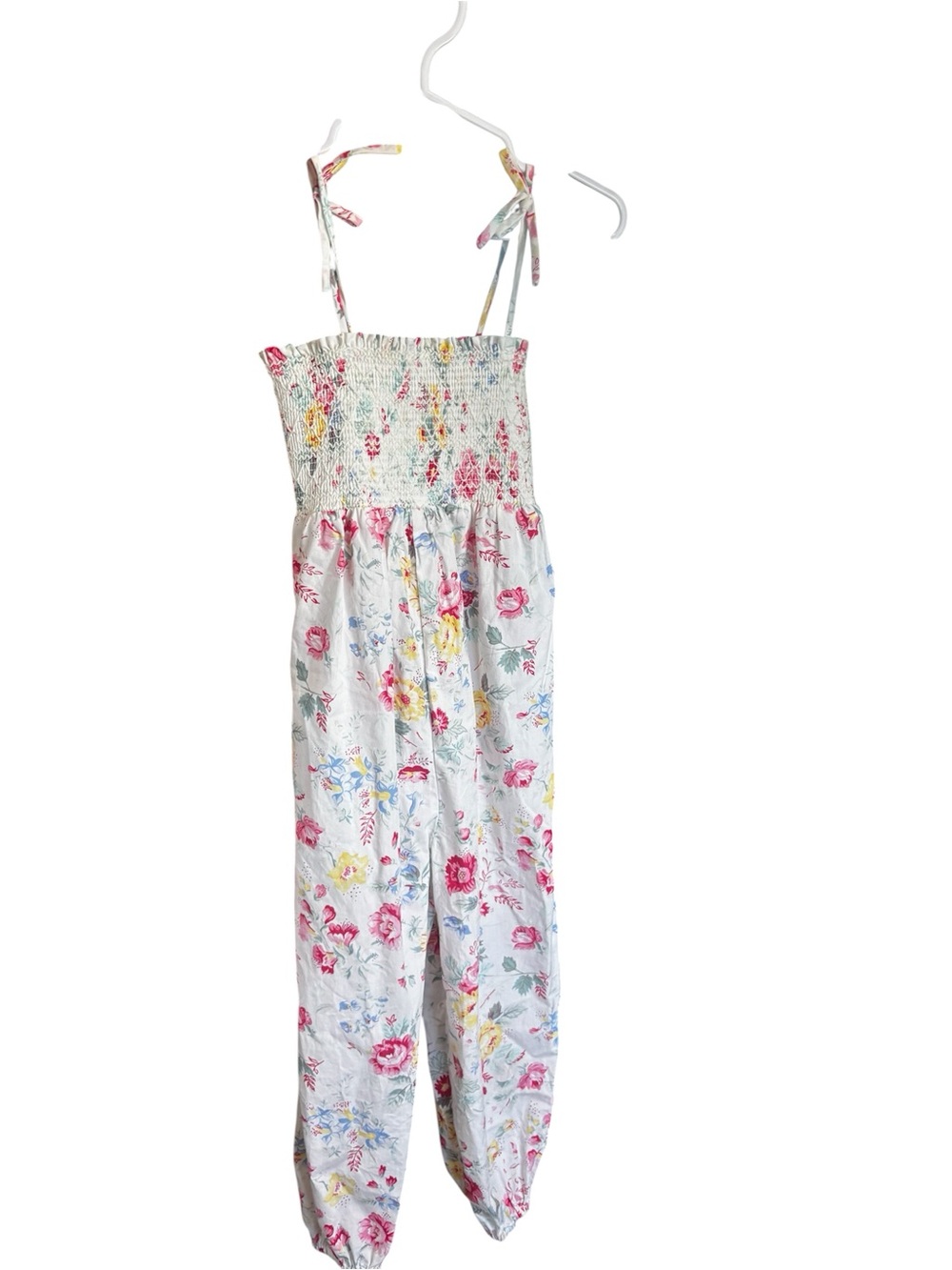 Polo Ralph Lauren Floral Smocked Jumpsuit with Pink and Yellow Accents